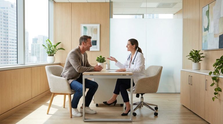 TRT Scottsdale – physician reviewing testosterone lab results with an active male patient at LiteWell clinic